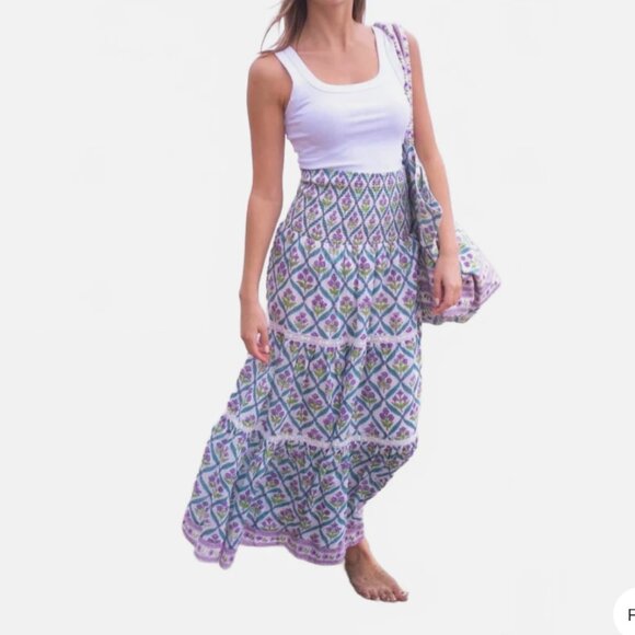 BELL By Alicia Bell Mandy Maxi Skirt in Turquoise Purple Diamond NEW W/ TAGS - S - Picture 1 of 5